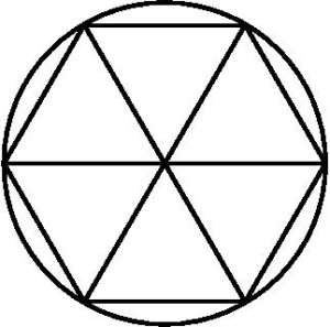 En regulær sekskant innskrevet i en sirkel.